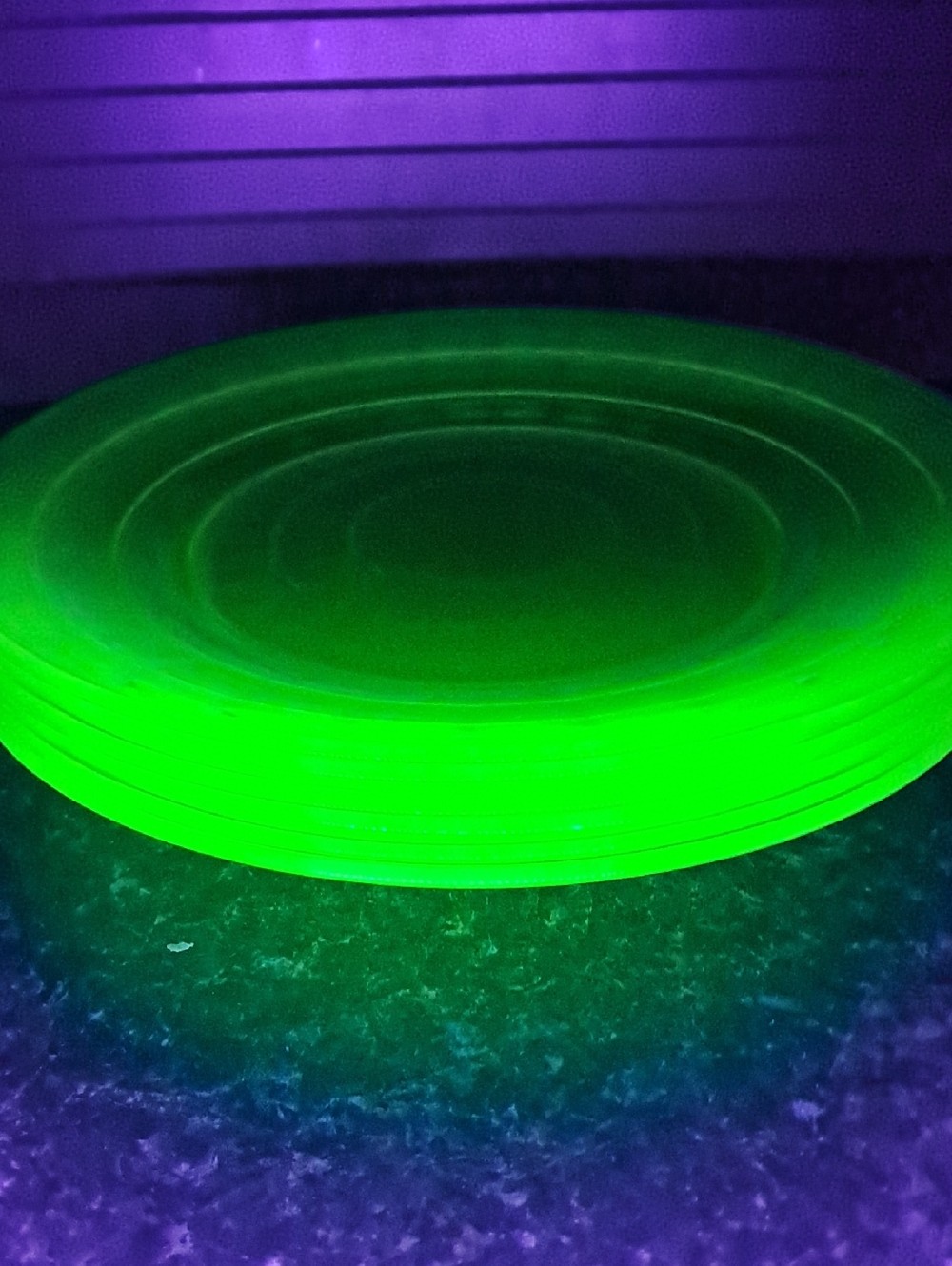 Vintage 6 Piece Set Of 9.25 Inch Uranium Glass "Block Optic" Plates 1930's